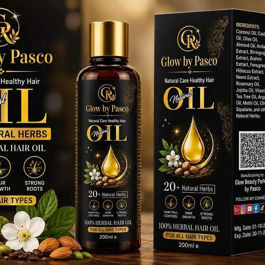 Glow by Pasco 100% Herbal Hair Oil – Anti Hair Fall & Growth Solution