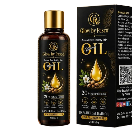 Glow by Pasco 100% Herbal Hair Oil – Anti Hair Fall & Growth Solution